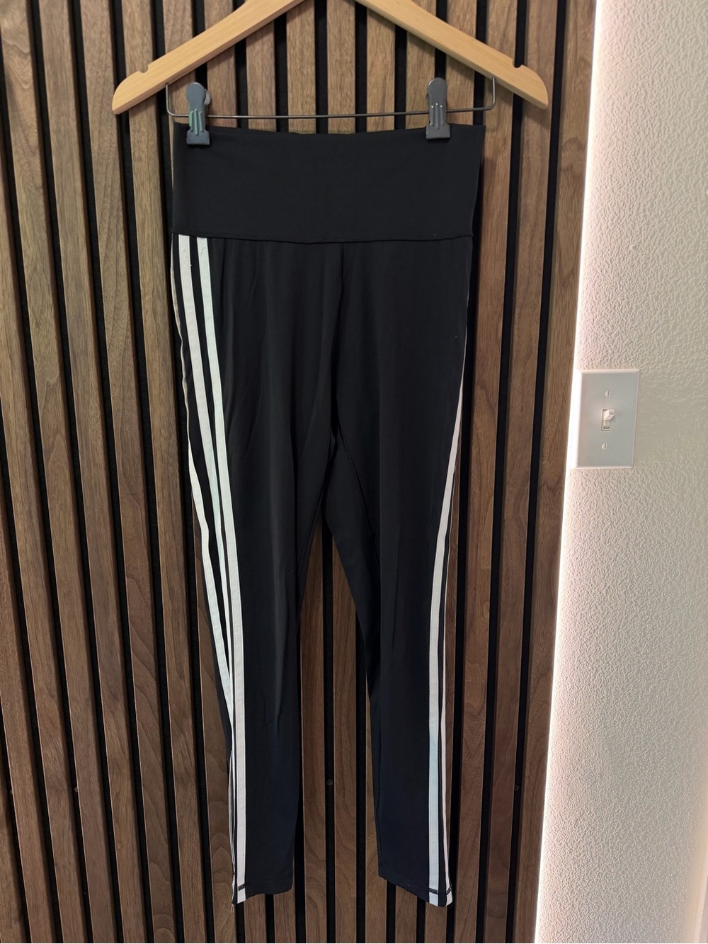 adidas Black Leggings with White Triple Stripes